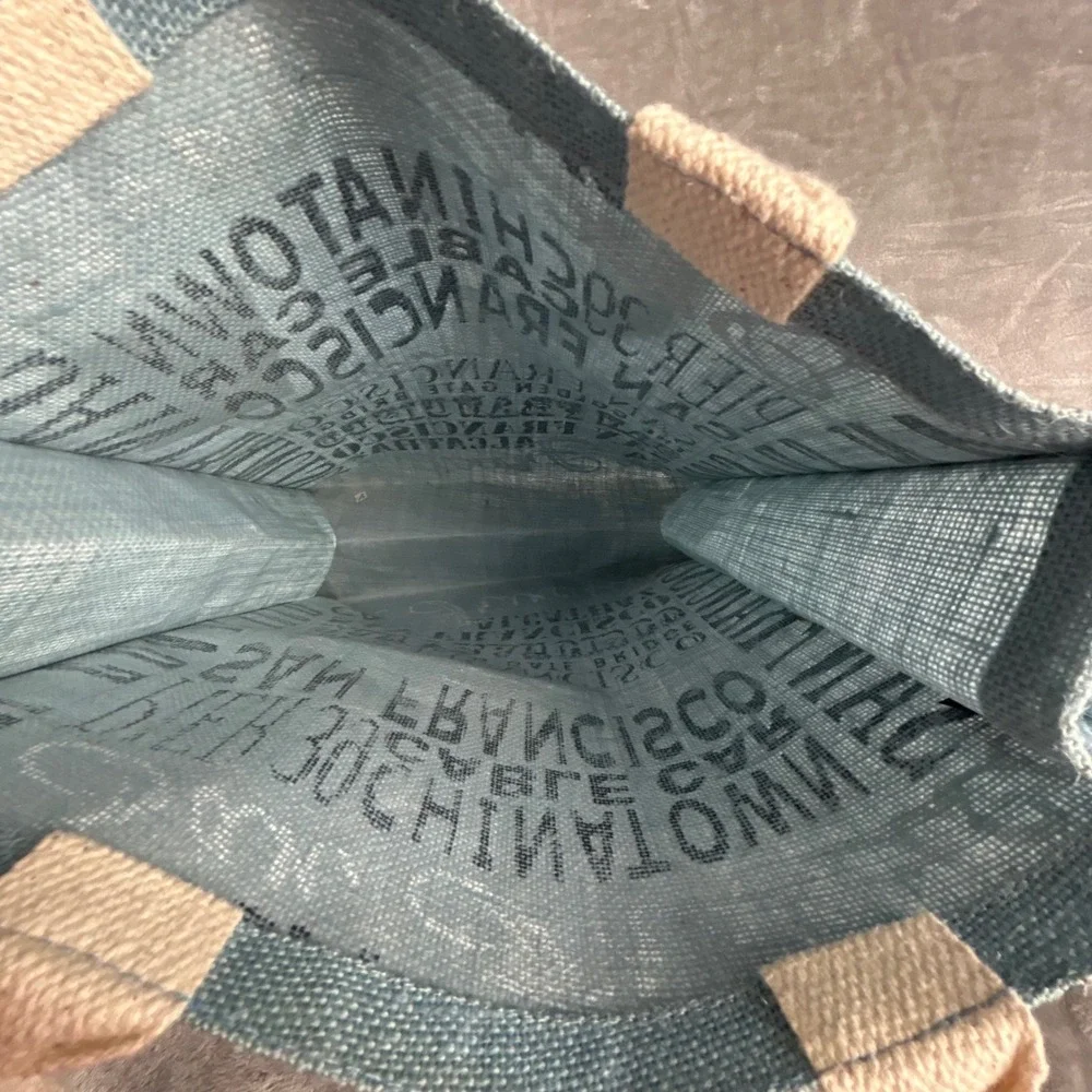 Earthbags San‎ Francisco Jute Tote Bag Blue Reusable Sustainable Travel Souvenir